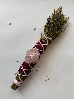 Rose Quartz Gem Smudge Wand
