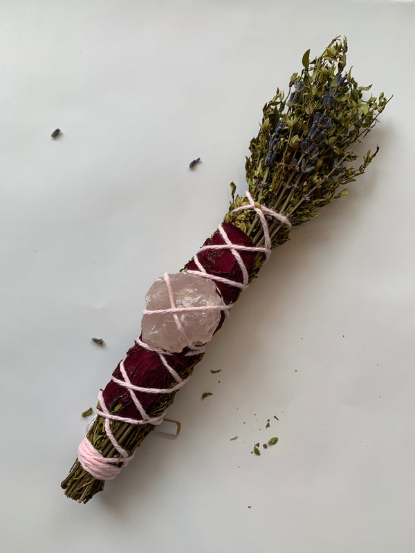 Rose Quartz Gem Smudge Wand