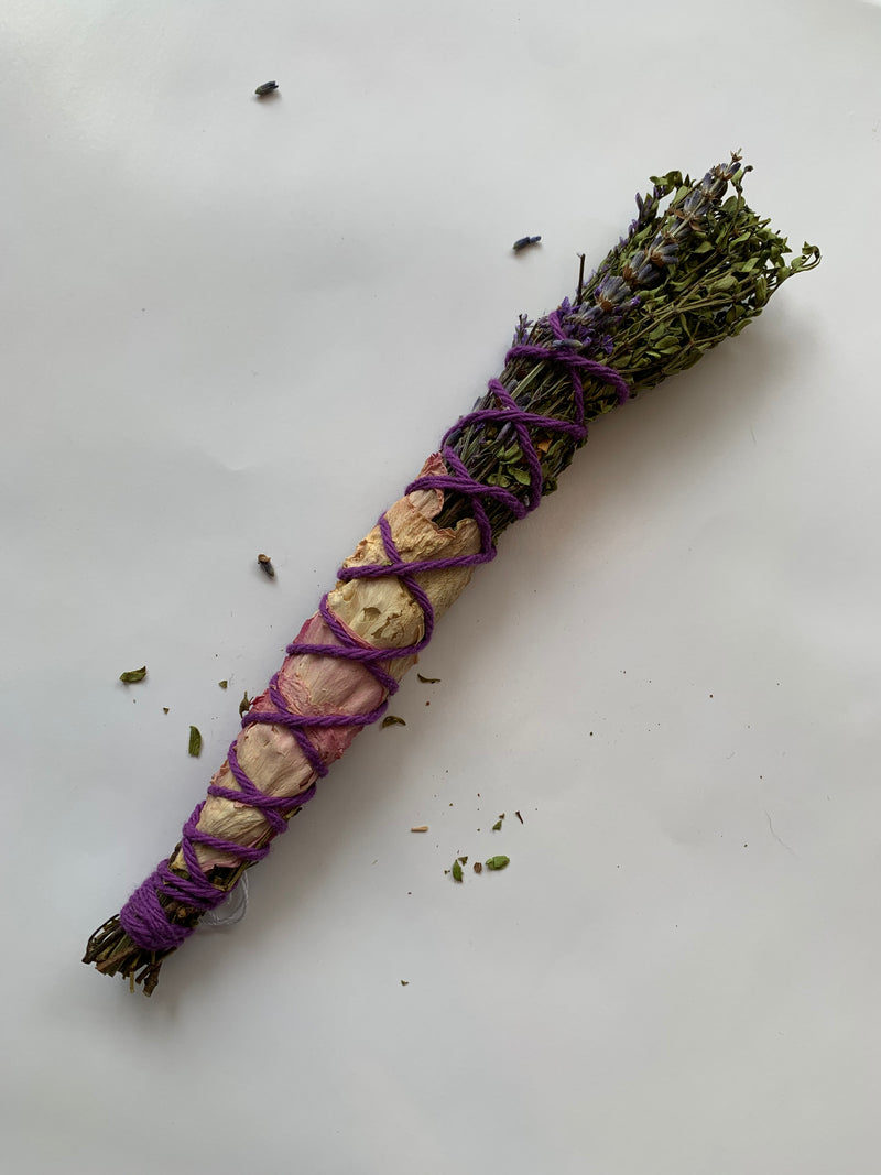 Small Pink Herbal Smudge Wand
